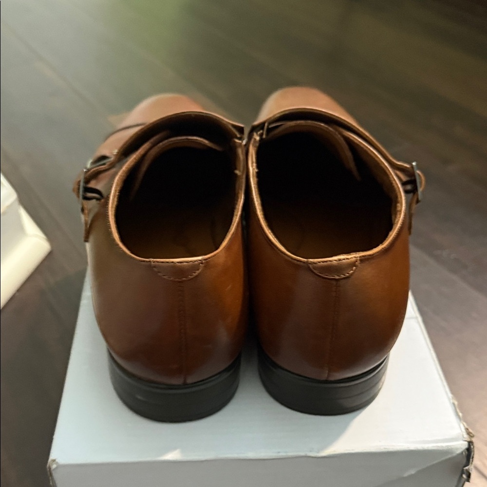Aldo Cognac Brown Double Monk Strap Leather Dress Shoes - Picture 4 of 5